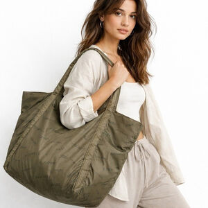 Victoria's Secret Olive Large Packable Slouchy Nylon Tote Bag NWT